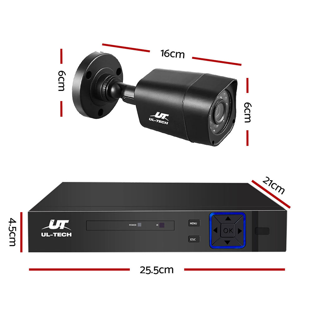 NNEDSZ -4CH 5 IN 1 DVR CCTV Security System Video Recorder 4 Cameras 1080P HDMI Black
