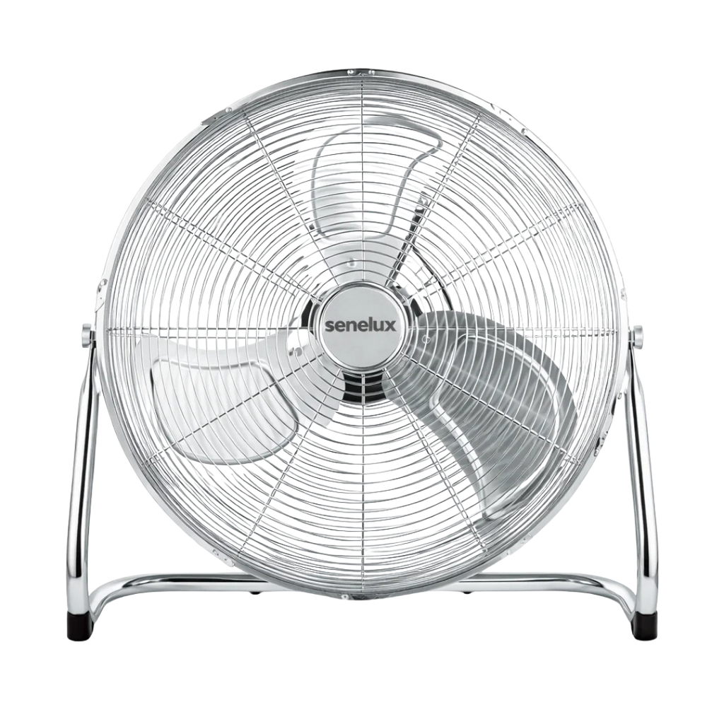 Chrome Floor Fan for Homes, Gyms, Bedrooms & Kitchens | with 3 Fan Speeds and Adjustable Tilt