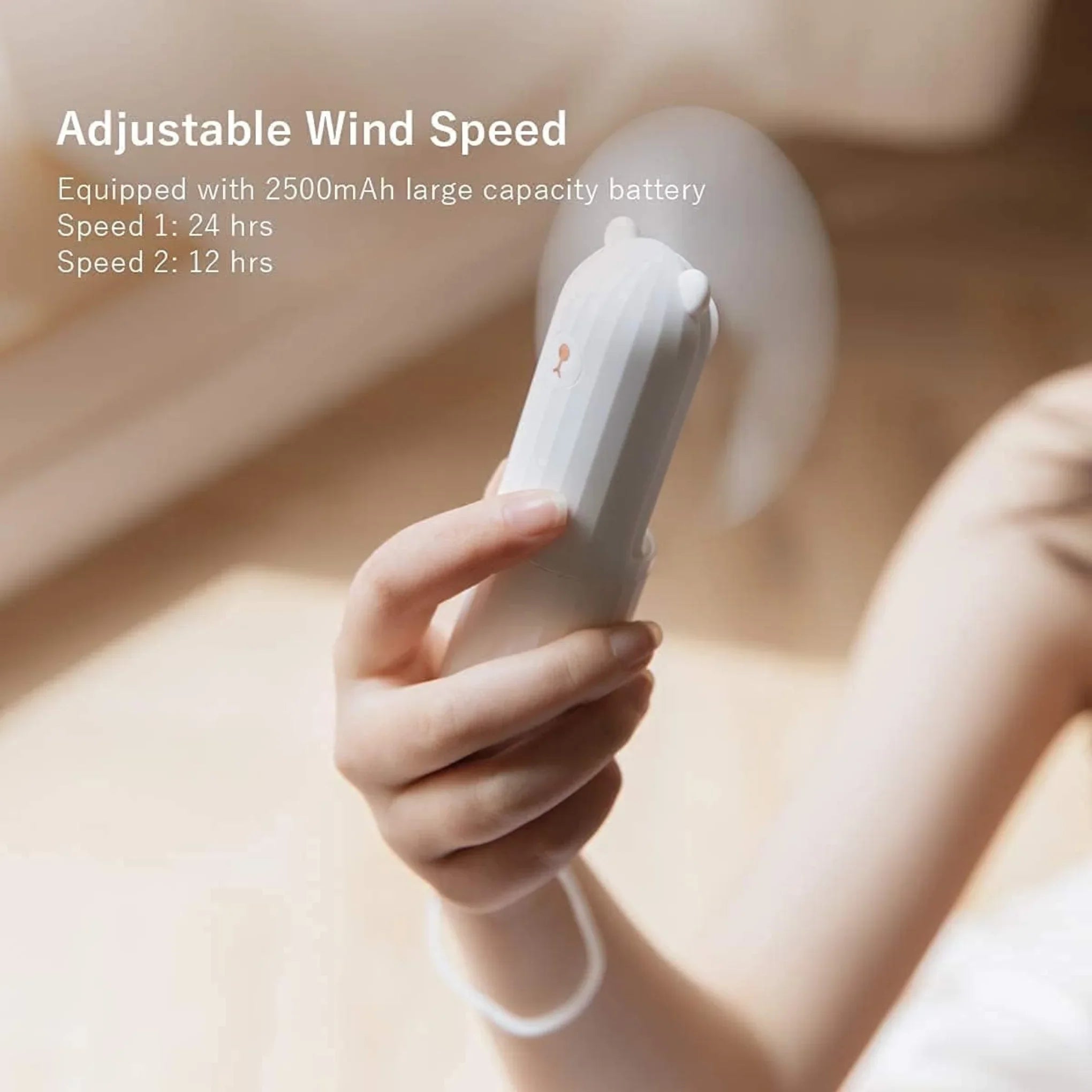 Rechargeable Hand Held Pocket Fan for Personal Cooling with Medium and High Fan Speeds and Optional Portable Power Bank